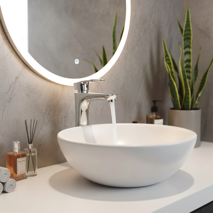 Chrome bowl basin mixer tap