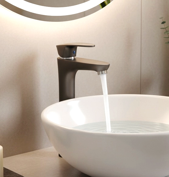 Antracide grey bowl basin mixer tap