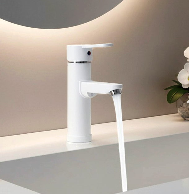 White basin mixer tap F1